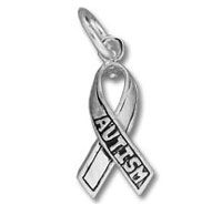 Silver autism awareness ribbon pendant