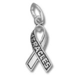 Silver awareness ribbon charm pendant