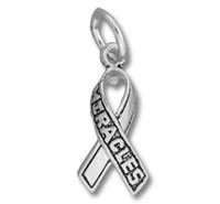 Silver awareness ribbon charm pendant