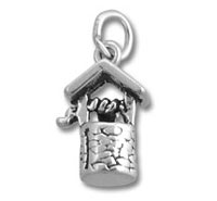 Silver wishing well pendant charm