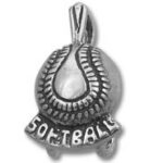 Silver softball charm pendant