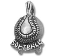 Silver softball charm pendant