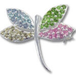 Multicolored gemstone dragonfly brooch