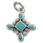 Silver turquoise cross-shaped pendant