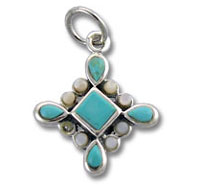 Silver turquoise cross-shaped pendant