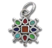 Colorful enamel star pendant with silver loop