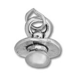 silver baby pacifier charm with pearl