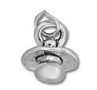 silver baby pacifier charm with pearl