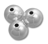 Three reflective silver beads with holes