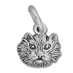 Silver cat head charm pendant
