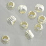 Silver ribbed round bead spacers