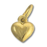 small gold heart pendant charm on white background