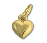 small gold heart pendant charm on white background