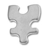 Silver puzzle-piece shaped metal connector