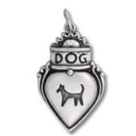 Silver dog pendant charm with dog silhouette