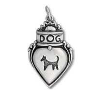 Silver dog pendant charm with dog silhouette