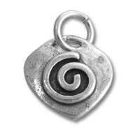 silver heart pendant with spiral motif