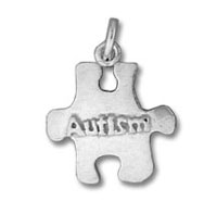 Silver autism puzzle-piece awareness pendant