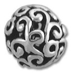 ornate silver filigree round bead