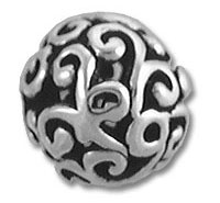 ornate silver filigree round bead