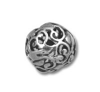 Ornate silver filigree round bead