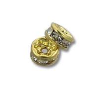 Pair of gold rhinestone spacer beads
