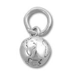 silver world globe charm pendant