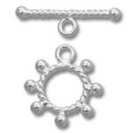 Silver sunburst toggle clasp jewelry finding