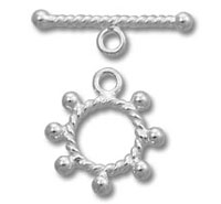 Silver sunburst toggle clasp jewelry finding