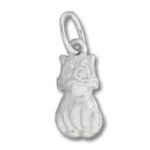 Small silver sitting cat pendant charm