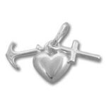 Silver anchor, heart, and cross pendant