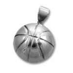 Silver basketball pendant necklace charm