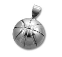 Silver basketball pendant necklace charm