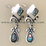 Pair of silver abalone teardrop dangle earrings