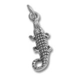 Silver alligator pendant charm on white background