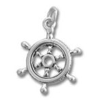Silver nautical ship wheel charm