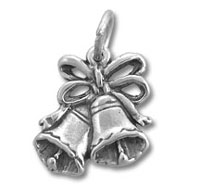 Silver double bell pendant with bow