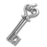 ornate silver skeleton key pendant