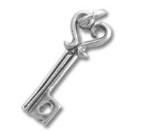 ornate silver skeleton key pendant