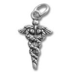 silver caduceus medical charm pendant