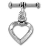 Silver open-heart jewelry charm with toggle bar