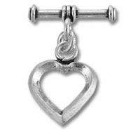 Silver open-heart jewelry charm with toggle bar