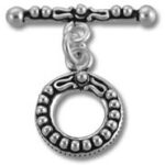 Decorative silver beaded toggle clasp