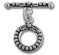 Decorative silver beaded toggle clasp