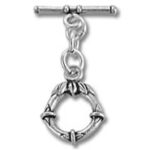 Silver laurel wreath toggle clasp charm