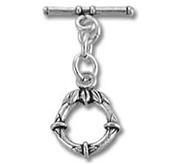 Silver laurel wreath toggle clasp charm