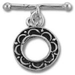 Silver circular pendant charm with T-bar