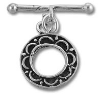 Silver circular pendant charm with T-bar