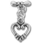 Silver dangling heart charm with bow clasp