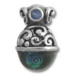Silver filigree pendant with blue stone, abalone